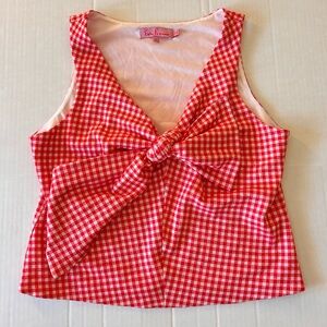 Eva Franco Anthropologie Red Gingham Bow Top